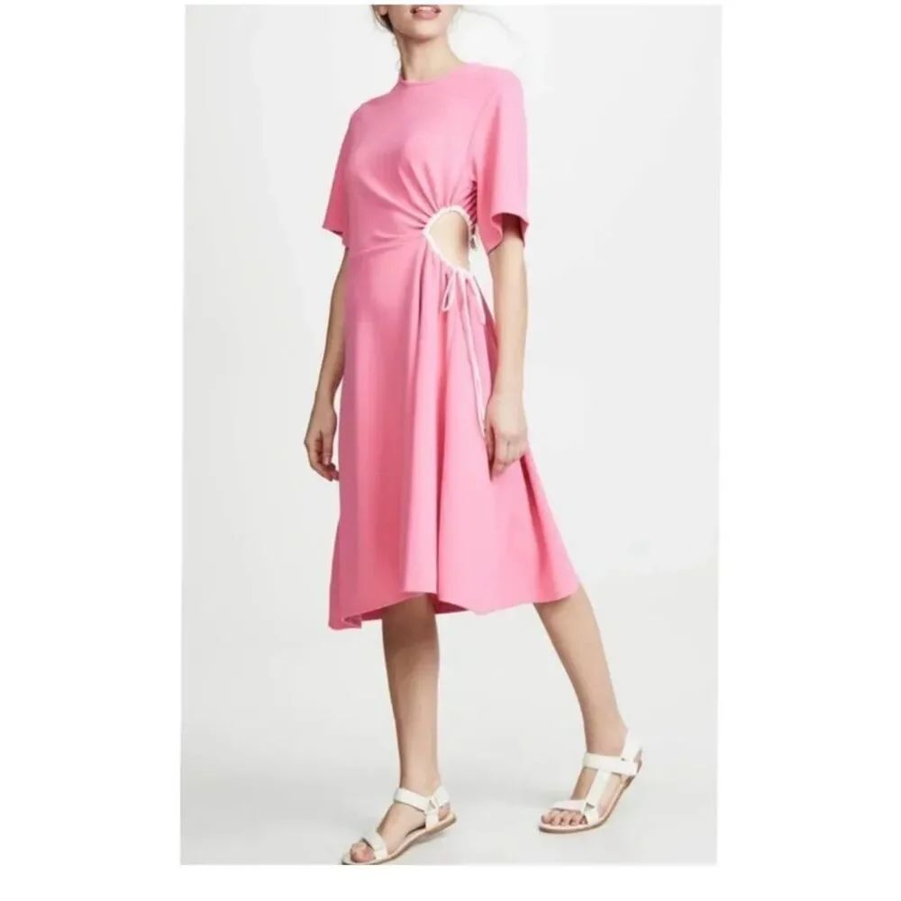 NWT SEE BY CHLOE Pink Side-Cutout Dazzling Pink Midi Dress Women Size Large (L)